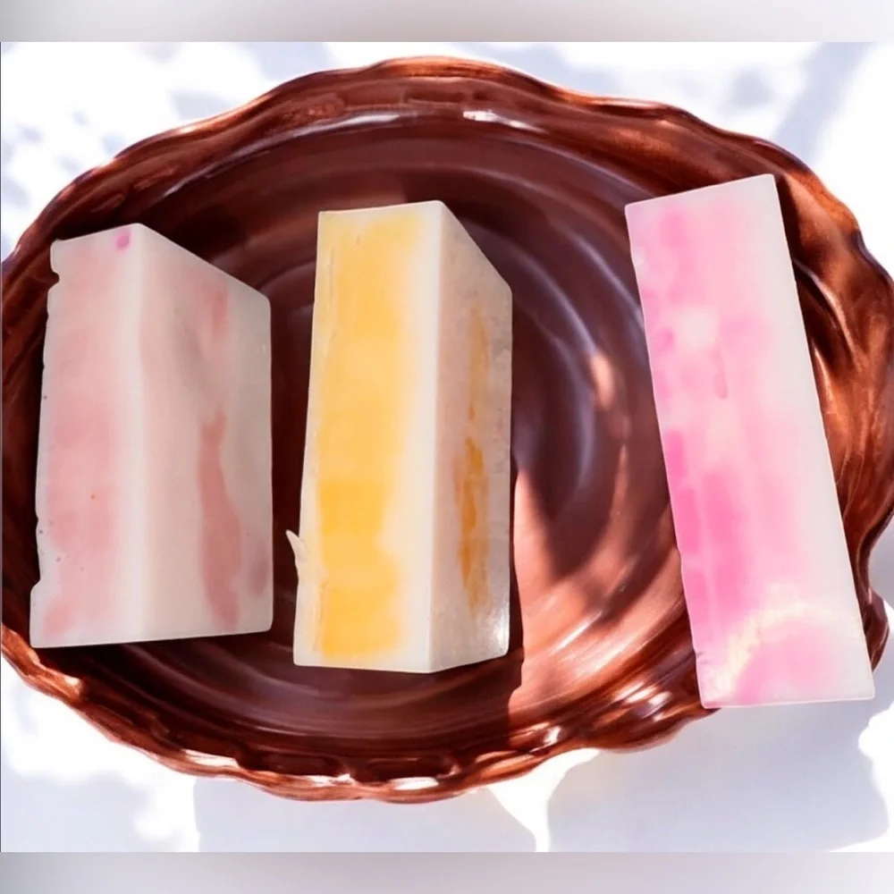 Set of 3 soaps handmade strawberry, cherry & citrus 4x2in 8oz each shea butter